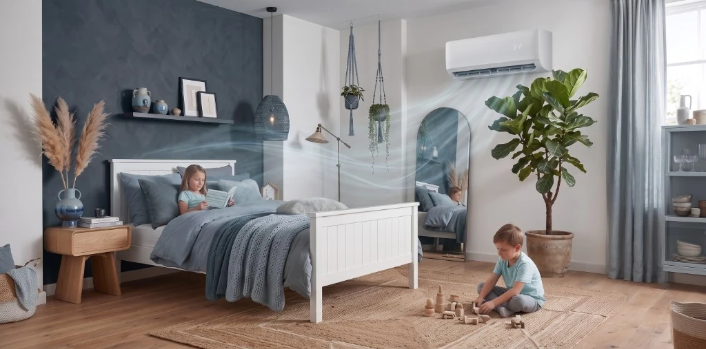 Slaapkamer met airconditioning, koel en rustig